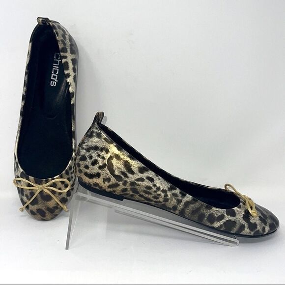 Chico’s Animal Print Ballet Flats, size 6.5 - Picture 1 of 7